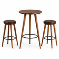 Set da bar a 3 pezzi marrone e nero con tavolo rotondo Ø 80 × 100 cm e 2 sgabelli Ø 40 × 70 cm