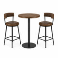 Set da bar marrone effetto noce e nero con tavolo rotondo Ø 80 × 90 cm e 2 sgabelli 50 × 50 × 100 cm