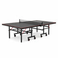 Tavolo da tennis pieghevole nero e rosso, 274 × 152,5 × 76 cm, con struttura in acciaio e ruote