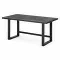 Tavolo da pranzo rettangolare 160 × 80 × 75 cm, piano grigio effetto marmo e struttura in metallo nero