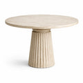 Tavolo da pranzo rotondo in pietra naturale beige Ø 120 × H 76 cm con base centrale scanalata