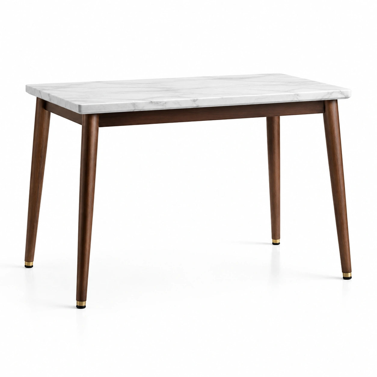 Tavolo rettangolare moderno 120 × 80 × 75 cm, bianco effetto marmo, marrone e oro