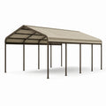 Copertura doppia per due veicoli in acciaio marrone e policarbonato beige, 600 × 600 × 290 cm