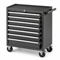 Carrello portautensili nero e argento con 7 cassetti, serratura e ruote, 69 × 33 × 78 cm