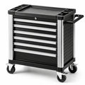Carrello portautensili nero e argento 77 × 48 × 91 cm con 6 cassetti e 4 ruote