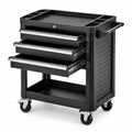 Carrello portautensili in acciaio nero e argento 75 × 45 × 88 cm con 3 cassetti e 4 ruote