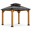 Gazebo da giardino in legno marrone con tetto rigido ventilato antracite, 300 × 300 × 290 cm