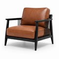 Poltrona lounge moderna 78 × 80 × 82 cm, effetto pelle marrone con struttura nera