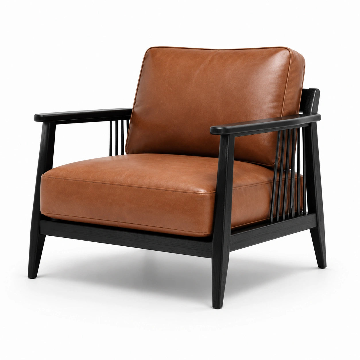 Poltrona lounge moderna 78 × 80 × 82 cm, effetto pelle marrone con struttura nera