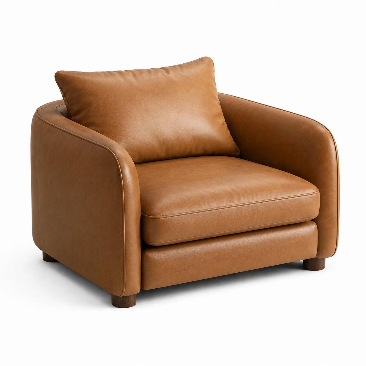 Poltrona contemporanea 110 × 95 × 85 cm con rivestimento effetto pelle marrone cognac