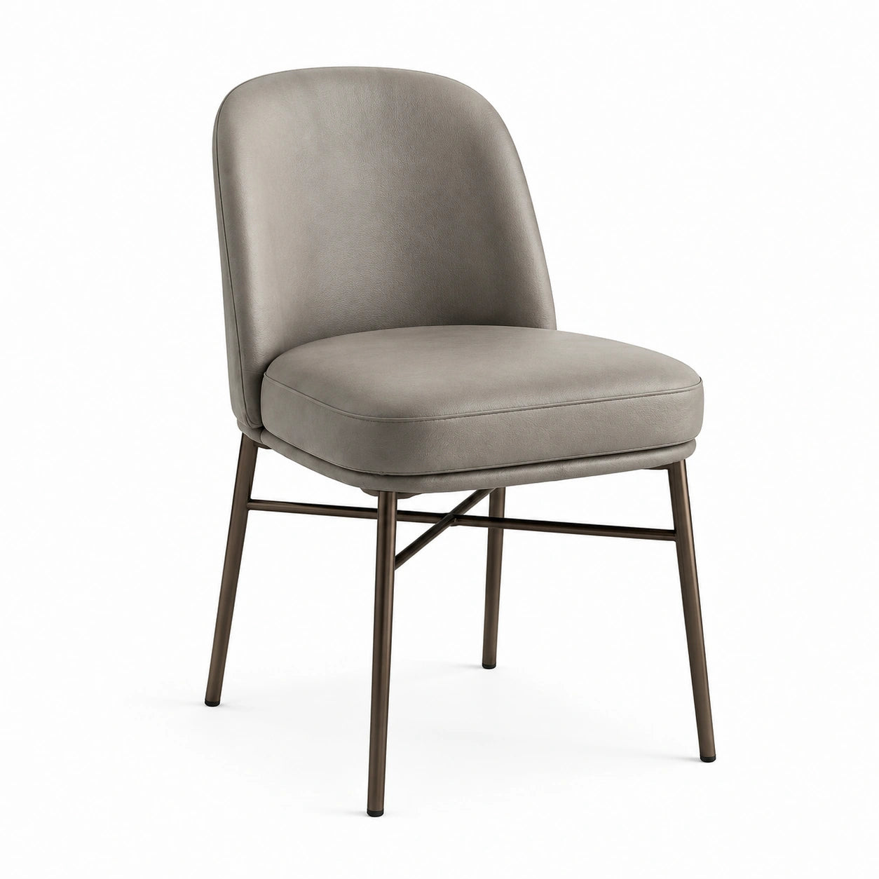 Sedia da pranzo moderna 53 × 60 × 83 cm in similpelle grigio tortora con gambe in metallo marrone scuro