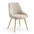 Sedia imbottita moderna 58 × 60 × 86 cm in tessuto beige con gambe dorate