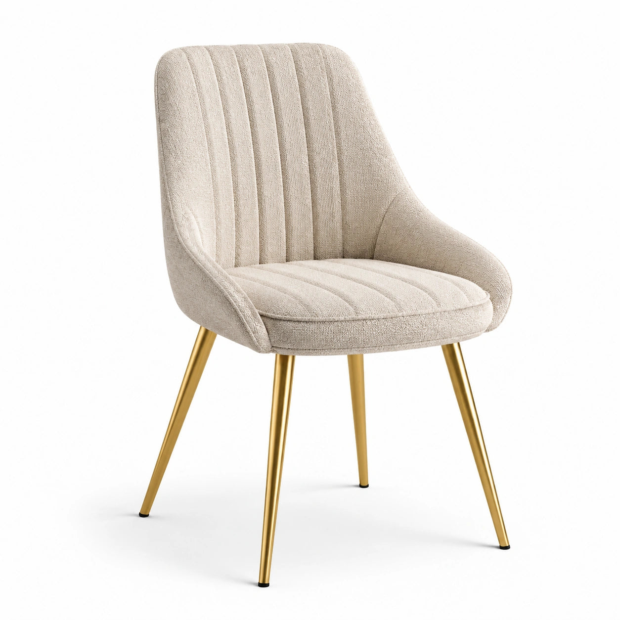 Sedia imbottita moderna 58 × 60 × 86 cm in tessuto beige con gambe dorate