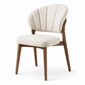 Sedia imbottita 55 × 58 × 78 cm in legno marrone e tessuto avorio con schienale avvolgente