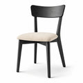 Sedia moderna in legno nero con seduta imbottita beige, 49 × 54 × 79 cm