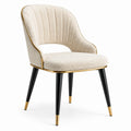 Sedia imbottita in bouclé avorio 57 × 60 × 80 cm con gambe nere e dettagli dorati