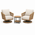 Set da giardino 3 pezzi con 2 poltrone girevoli 78 × 82 × 86 cm e tavolino Ø 50 × 55 cm, beige, naturale e nero
