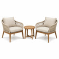 Set da giardino 3 pezzi con 2 poltrone 78 × 78 × 84 cm e tavolino rotondo Ø 50 × 50 cm, beige e marrone